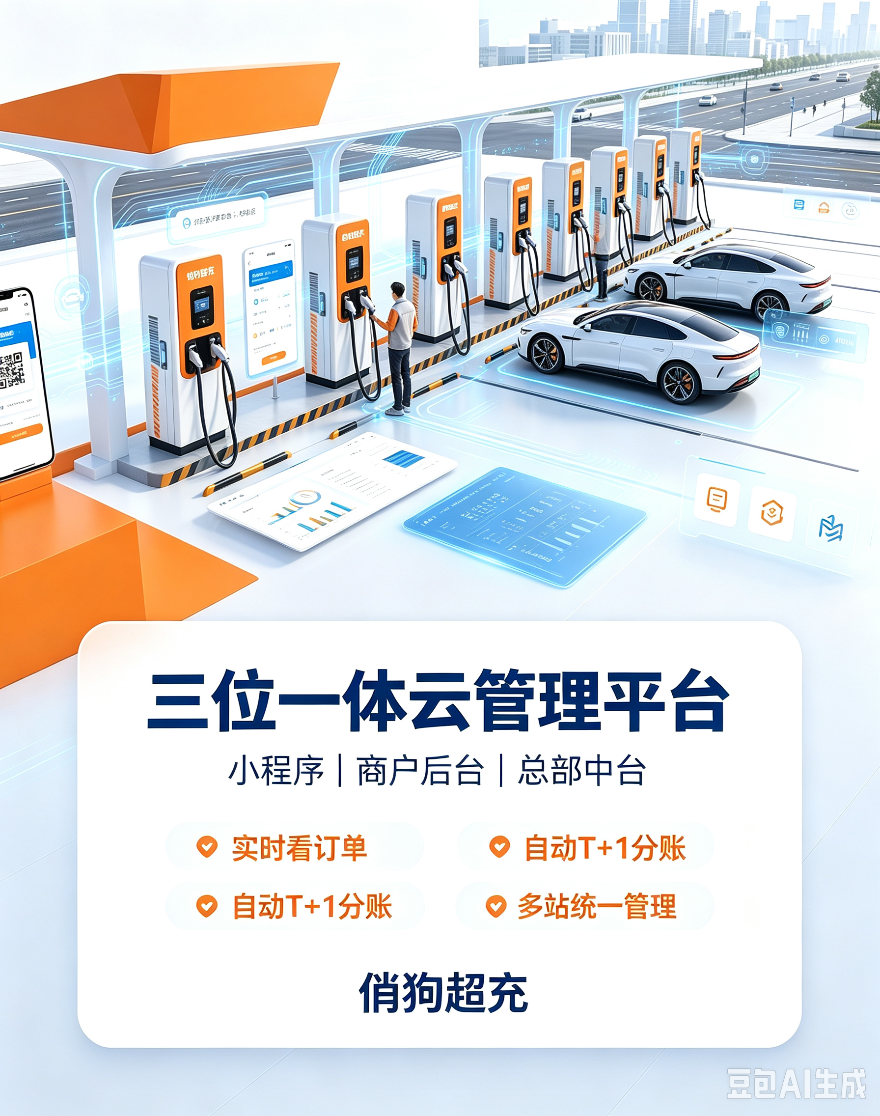 自研三位一体云管理平台,加盟商轻松管站、对账透明